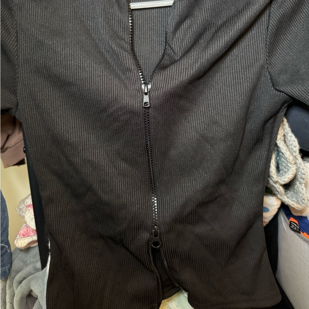PrettyLittleThing Black Ribbed Top